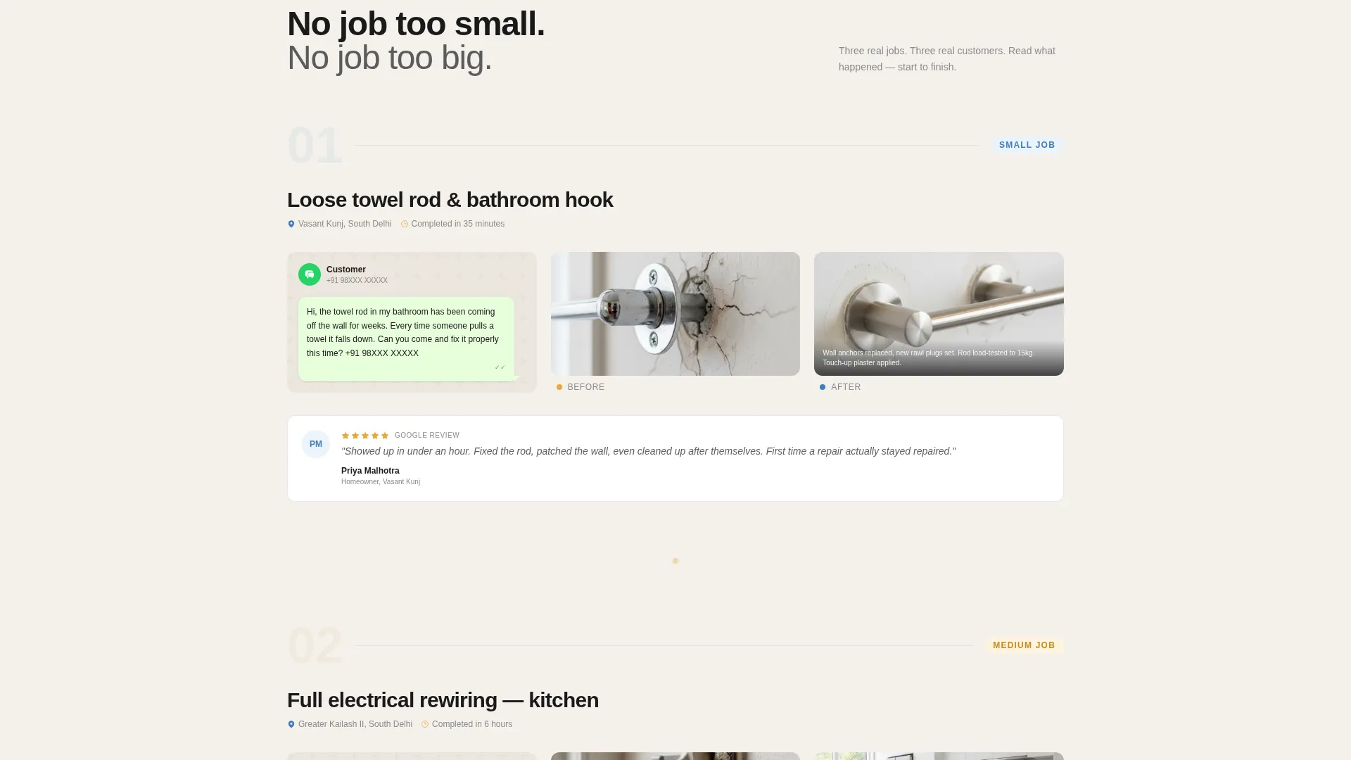 Handyman Landing Page Template for Delhi Services