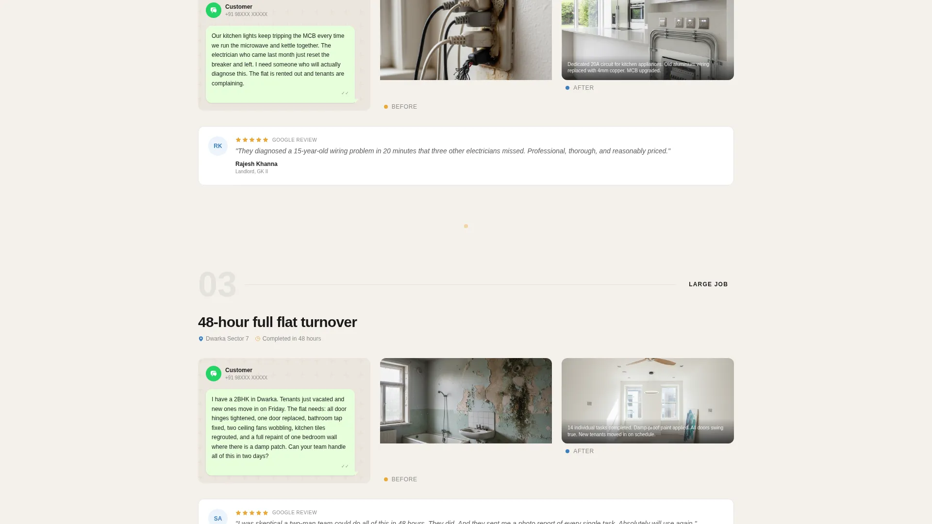 Handyman Landing Page Template for Delhi Services