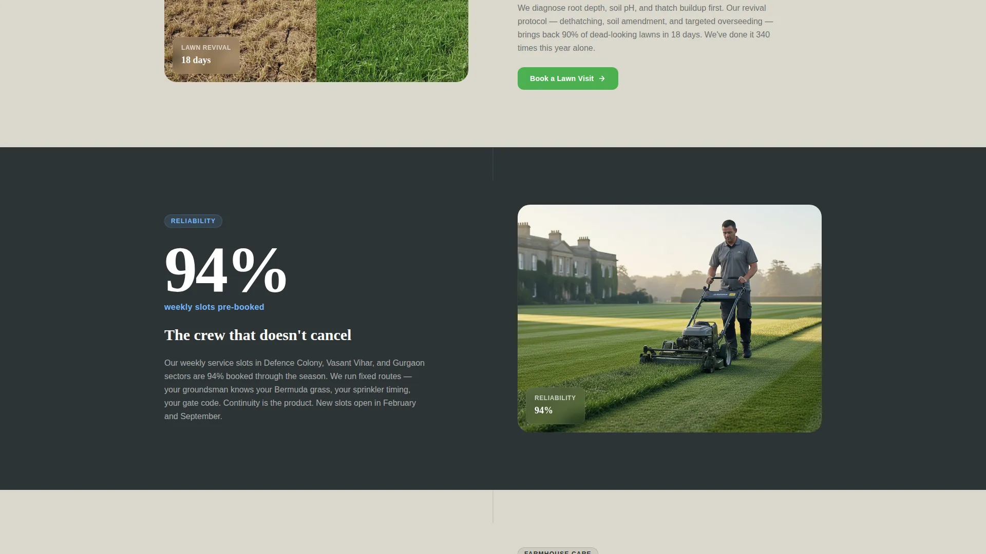 Delhi Lawn Care Booking Landing Page Template