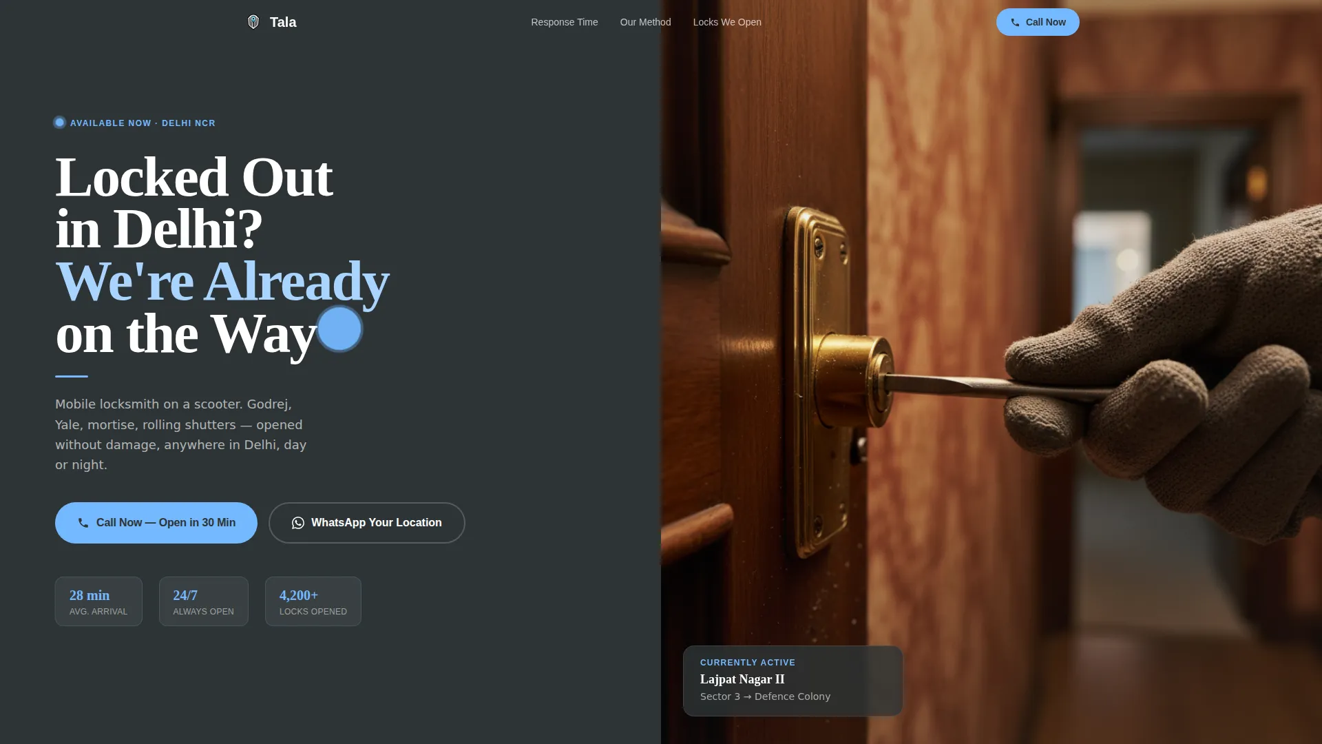 Urgent Delhi Locksmith Landing Page Template