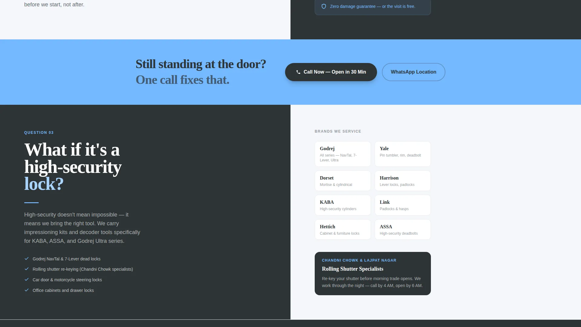 Urgent Delhi Locksmith Landing Page Template