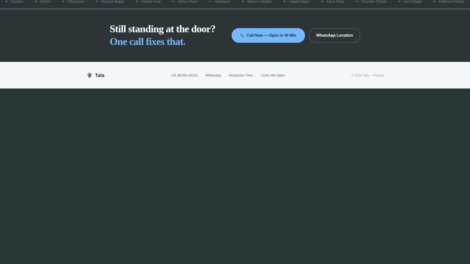 Urgent Delhi Locksmith Landing Page Template