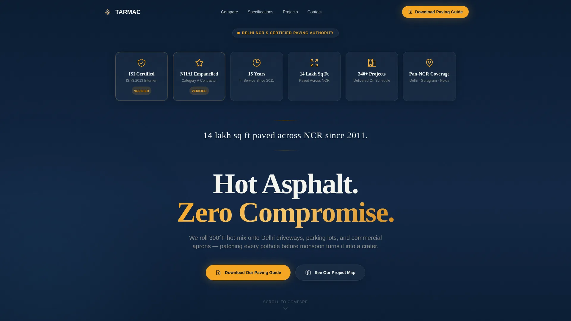 Delhi Paving Contractor Comparison Table Landing Page