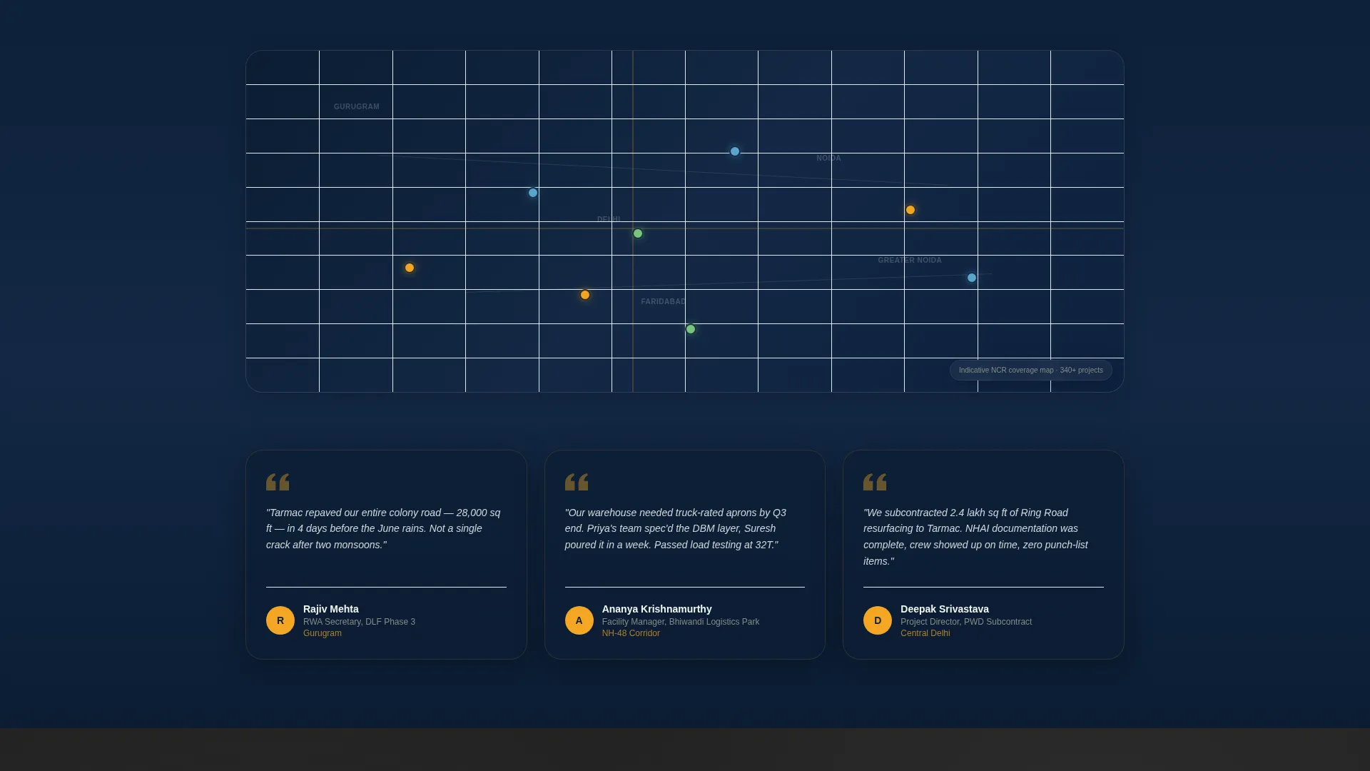 Delhi Paving Contractor Comparison Table Landing Page