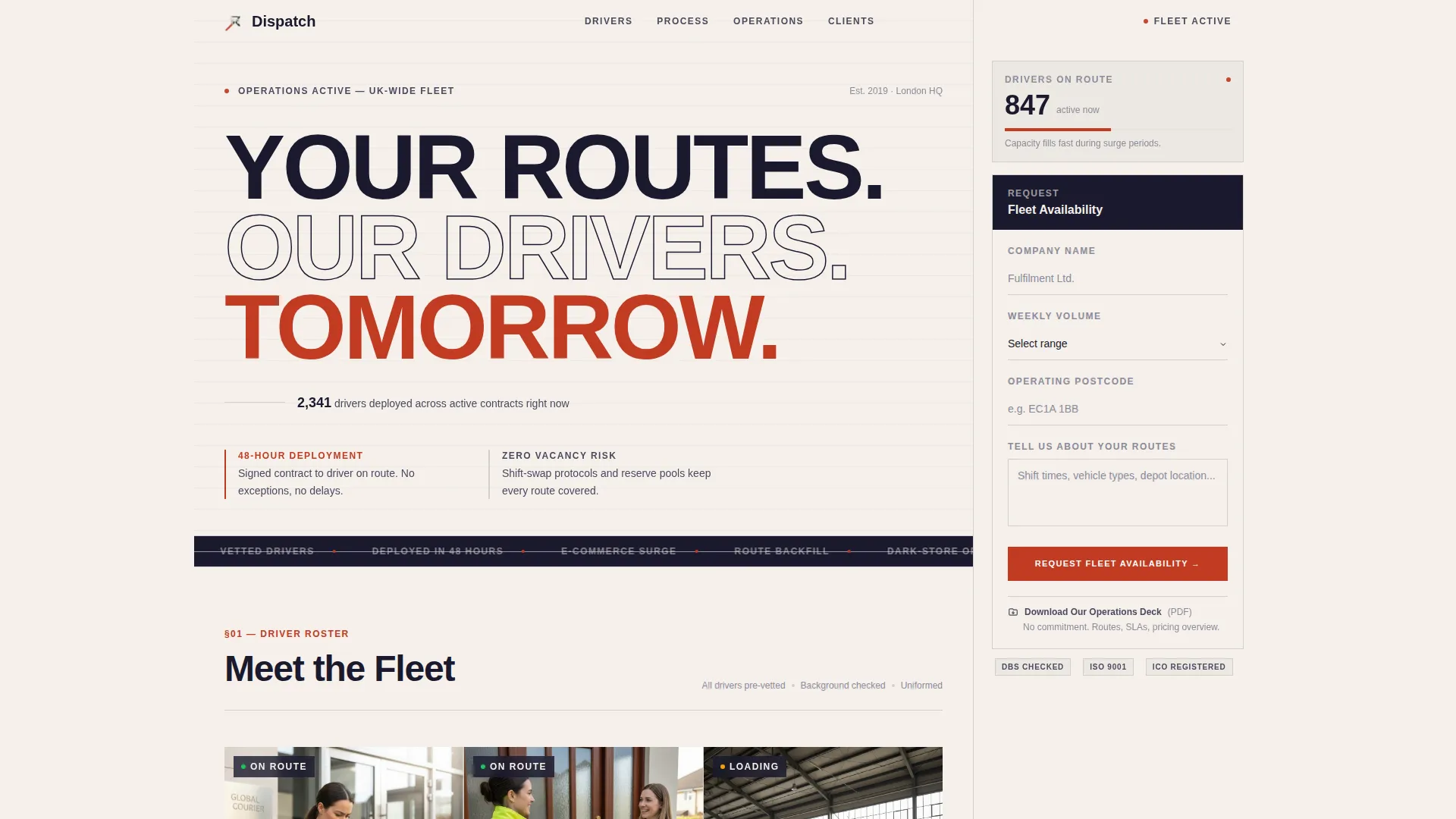 Dependable Fleet Driver Landing Page Template