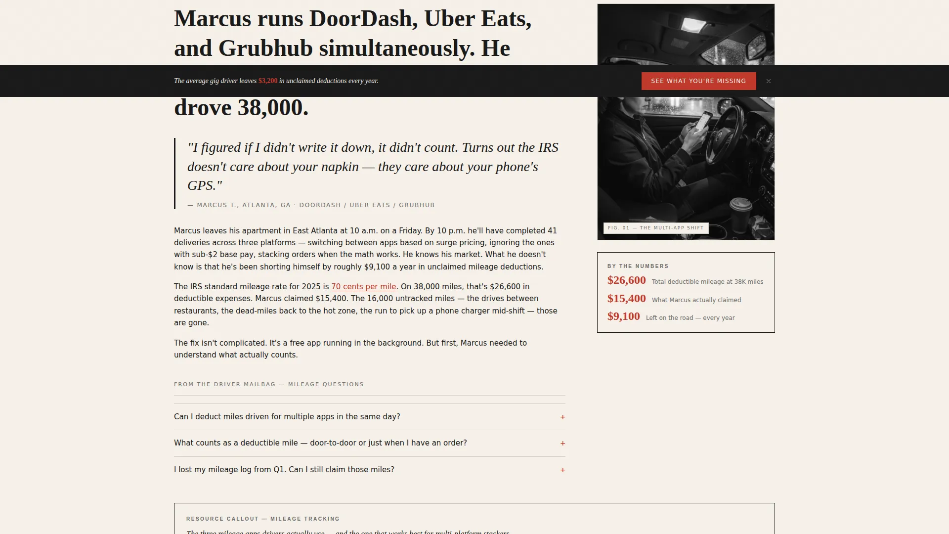 Editorial Landing Page Template for Delivery Drivers