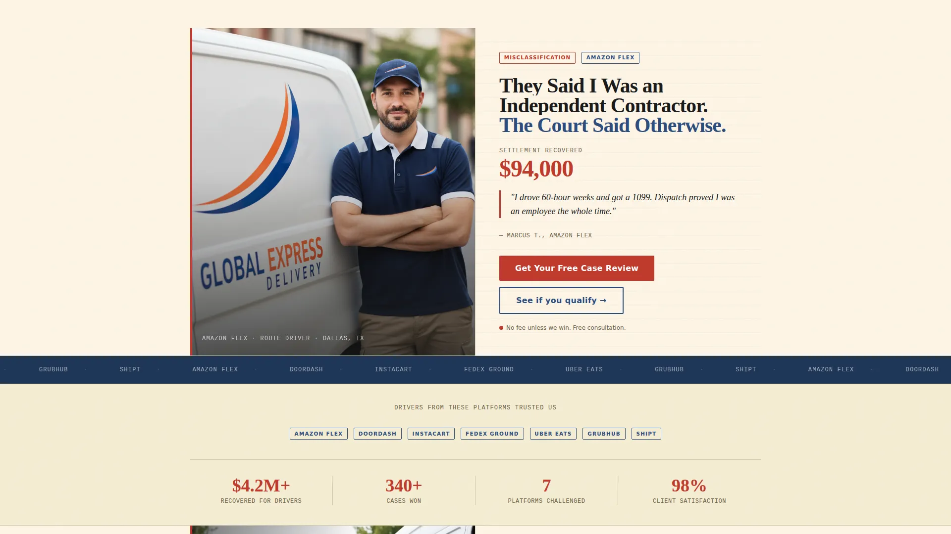 Delivery Driver Advocacy Landing Page Template