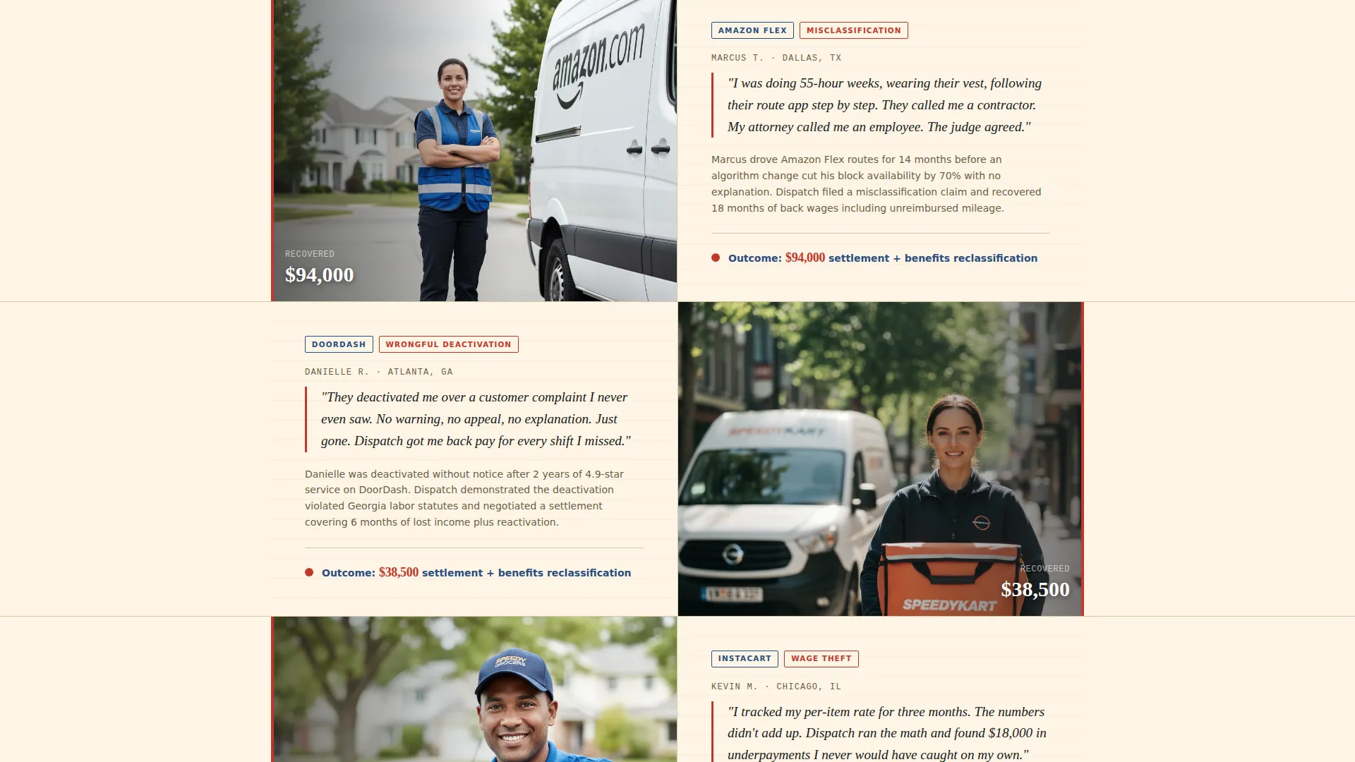 Delivery Driver Advocacy Landing Page Template
