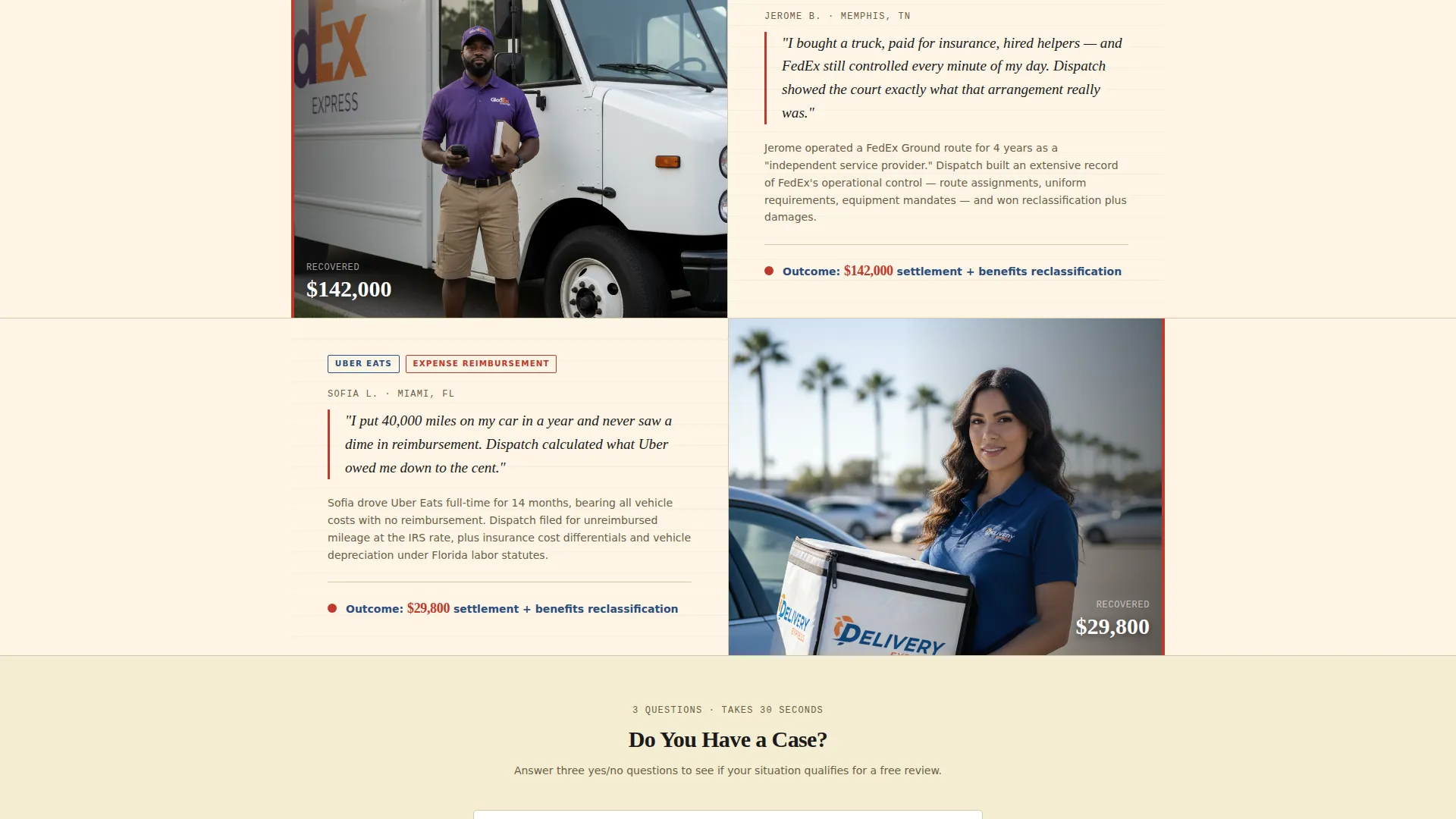 Delivery Driver Advocacy Landing Page Template