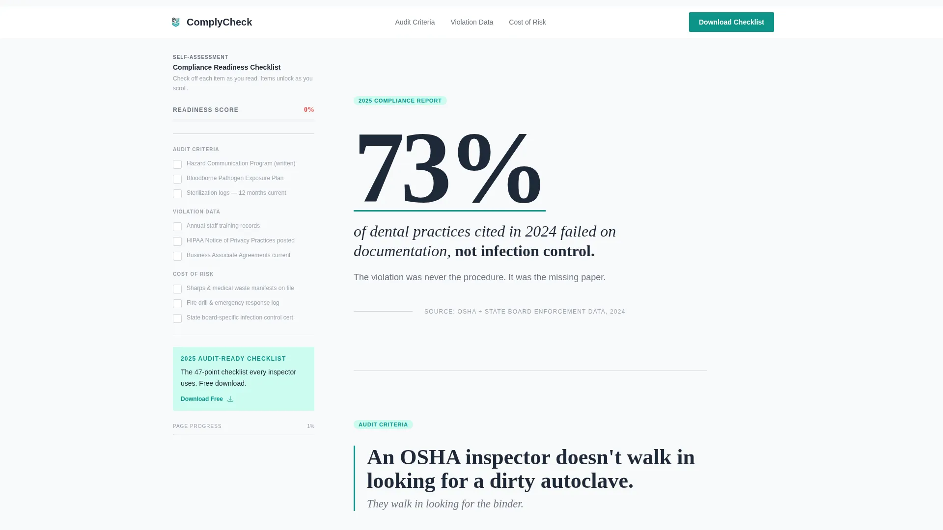 Dental Compliance Consultant Landing Page Template