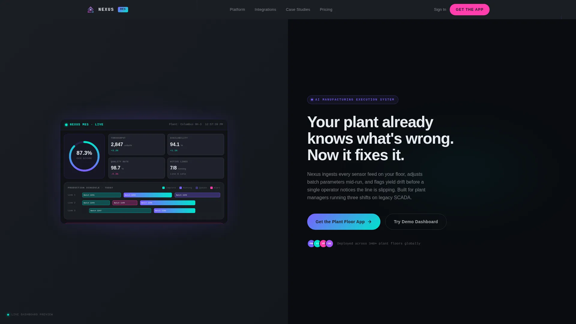 AI Manufacturing Execution System Landing Page Template