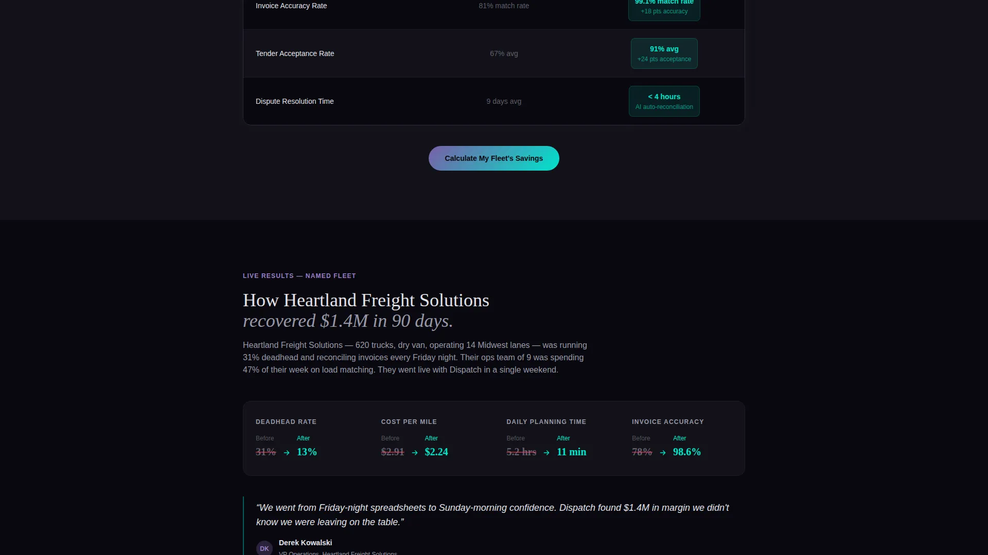 AI Fleet Management Landing Page Template