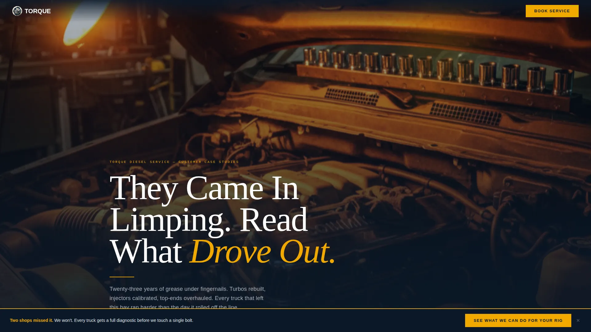 Diesel Mechanic Review Landing Page Template