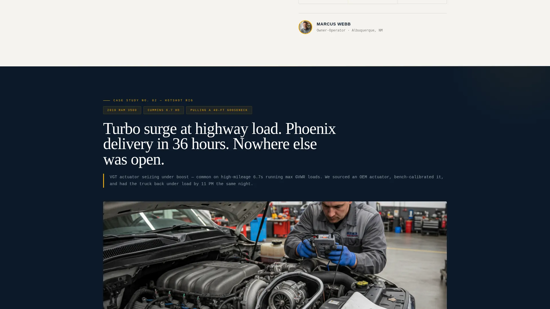 Diesel Mechanic Review Landing Page Template