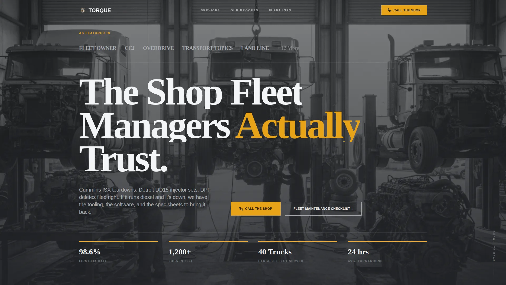 Authoritative Diesel Repair Landing Page Template