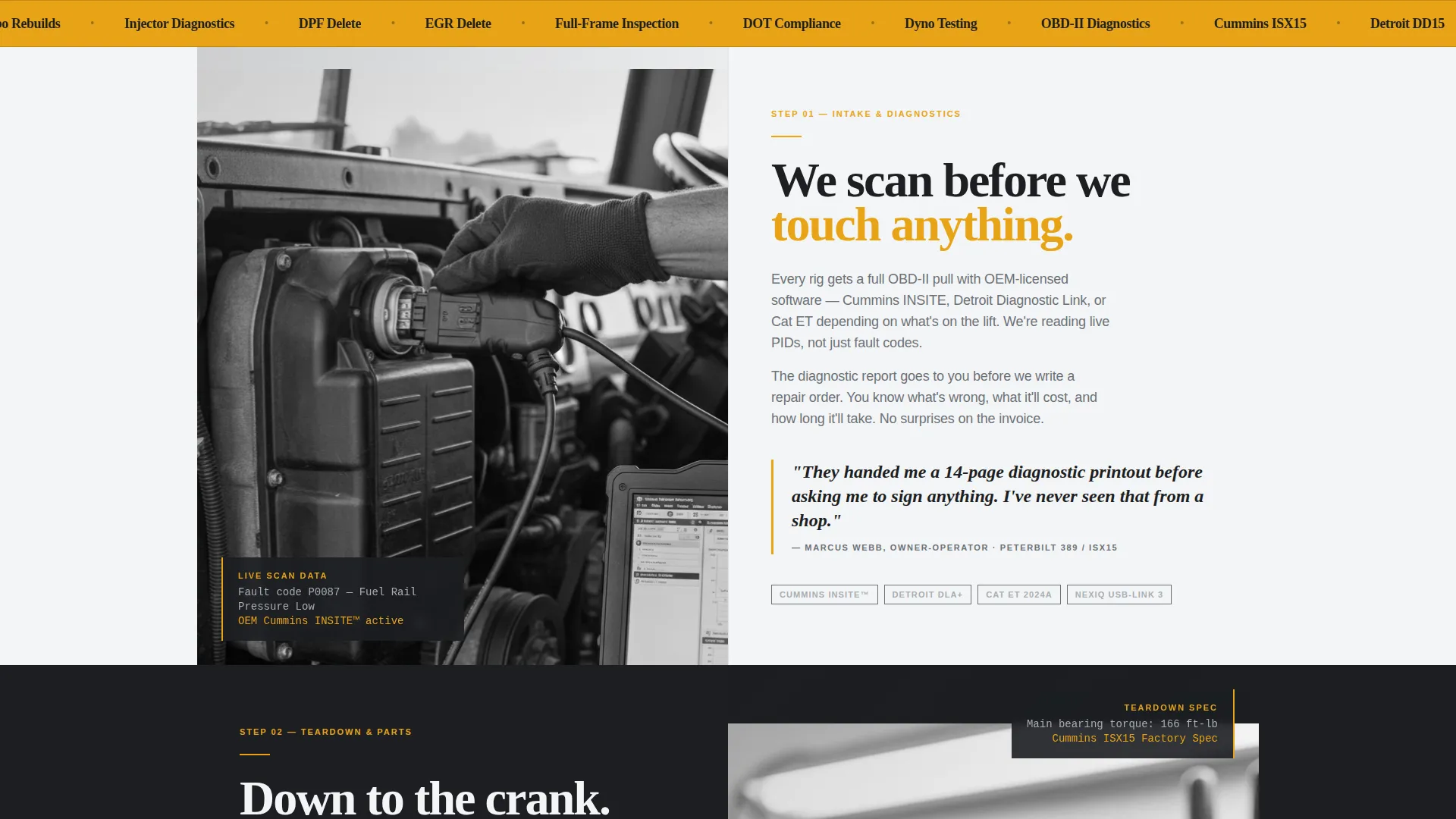 Authoritative Diesel Repair Landing Page Template