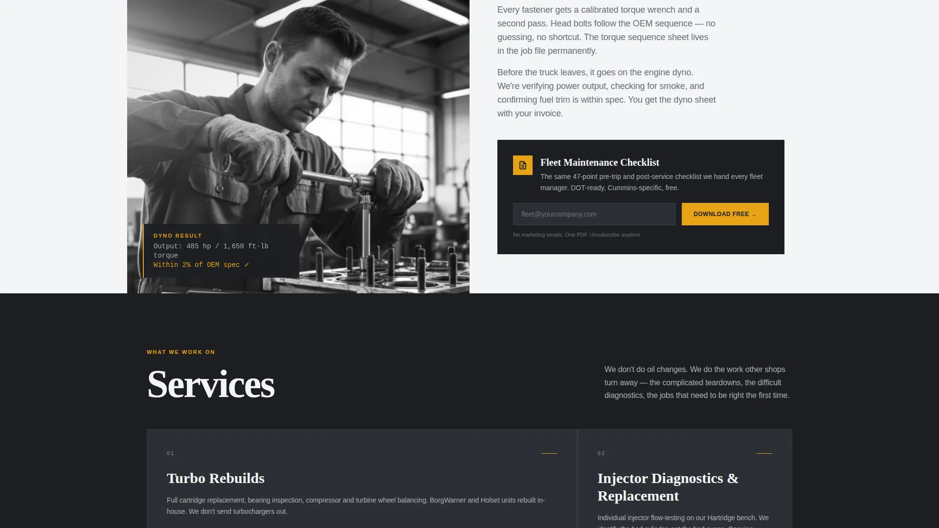 Authoritative Diesel Repair Landing Page Template