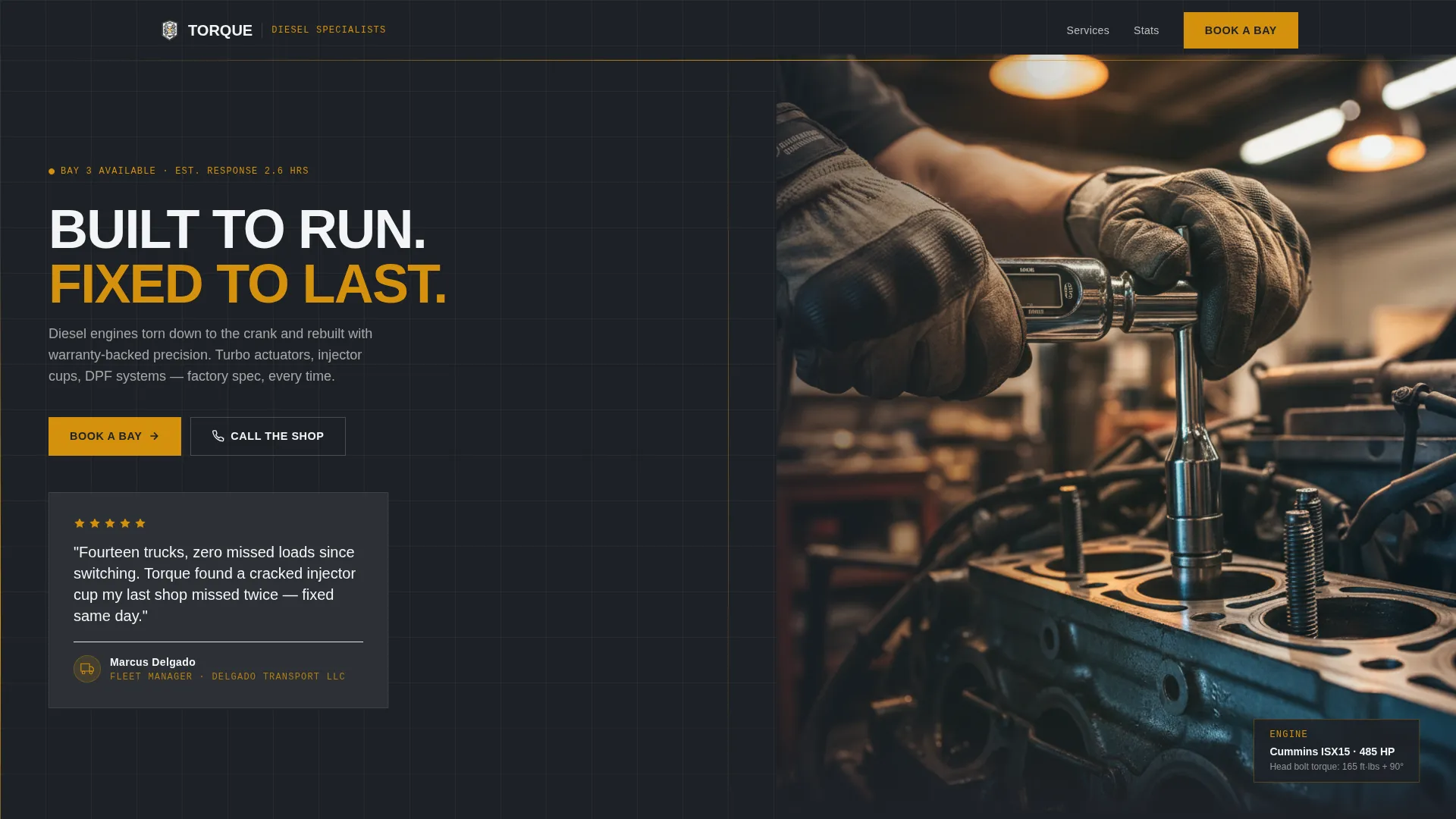 Diesel Mechanic Service Landing Page Template