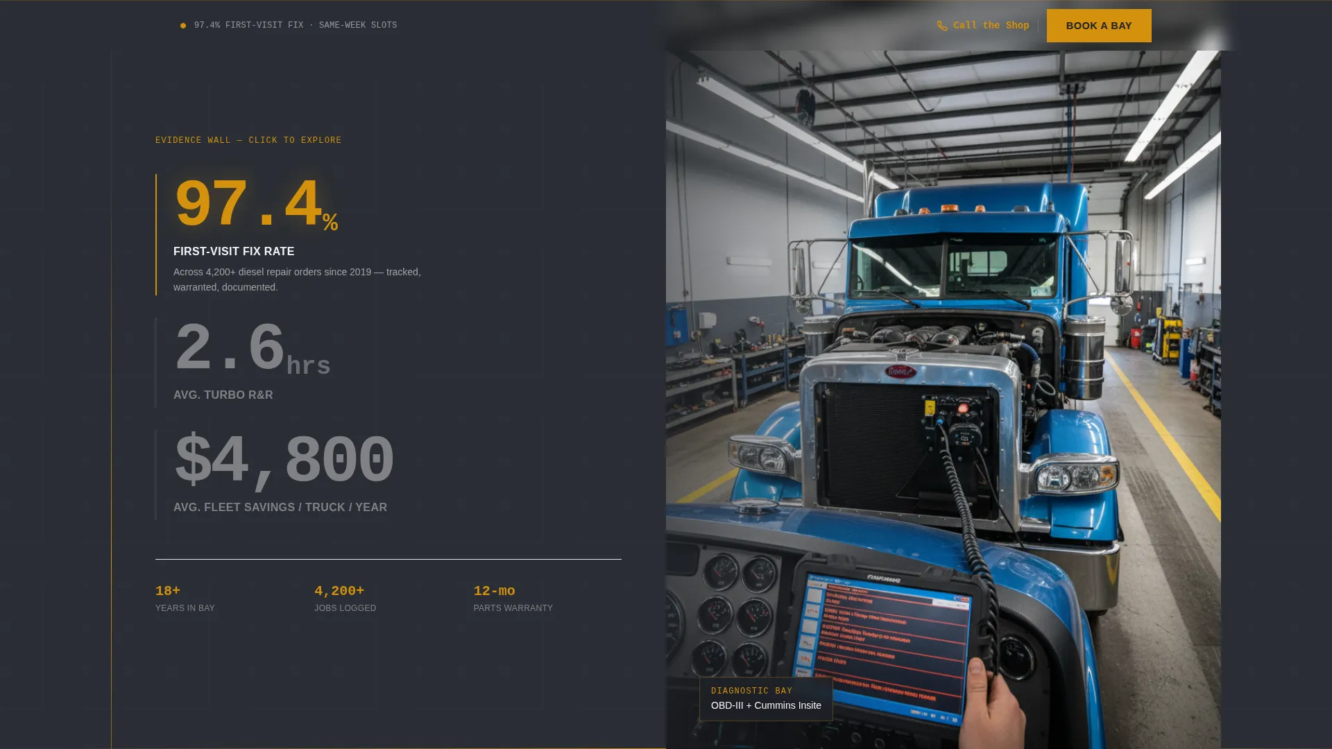 Diesel Mechanic Service Landing Page Template