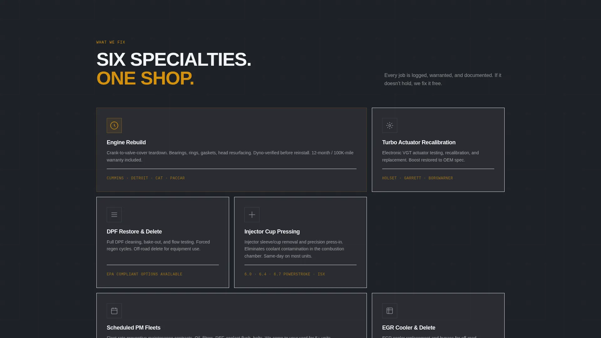 Diesel Mechanic Service Landing Page Template