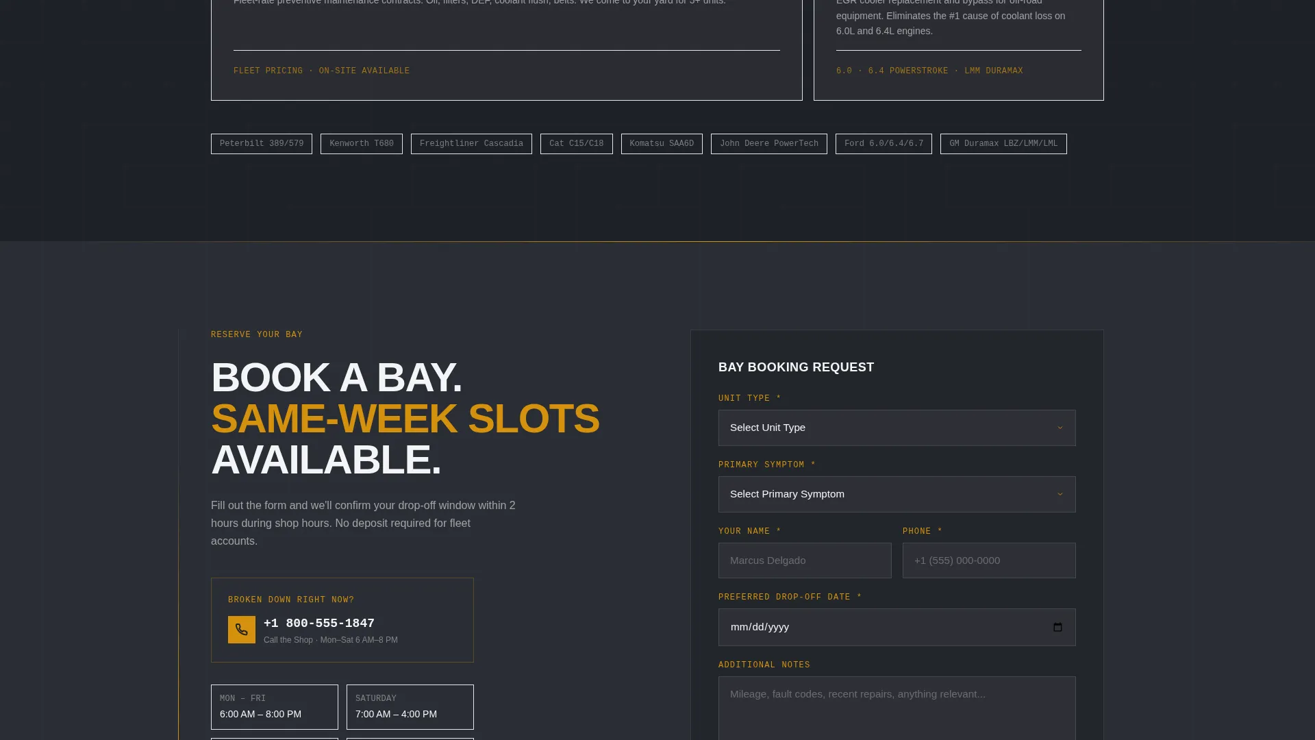 Diesel Mechanic Service Landing Page Template