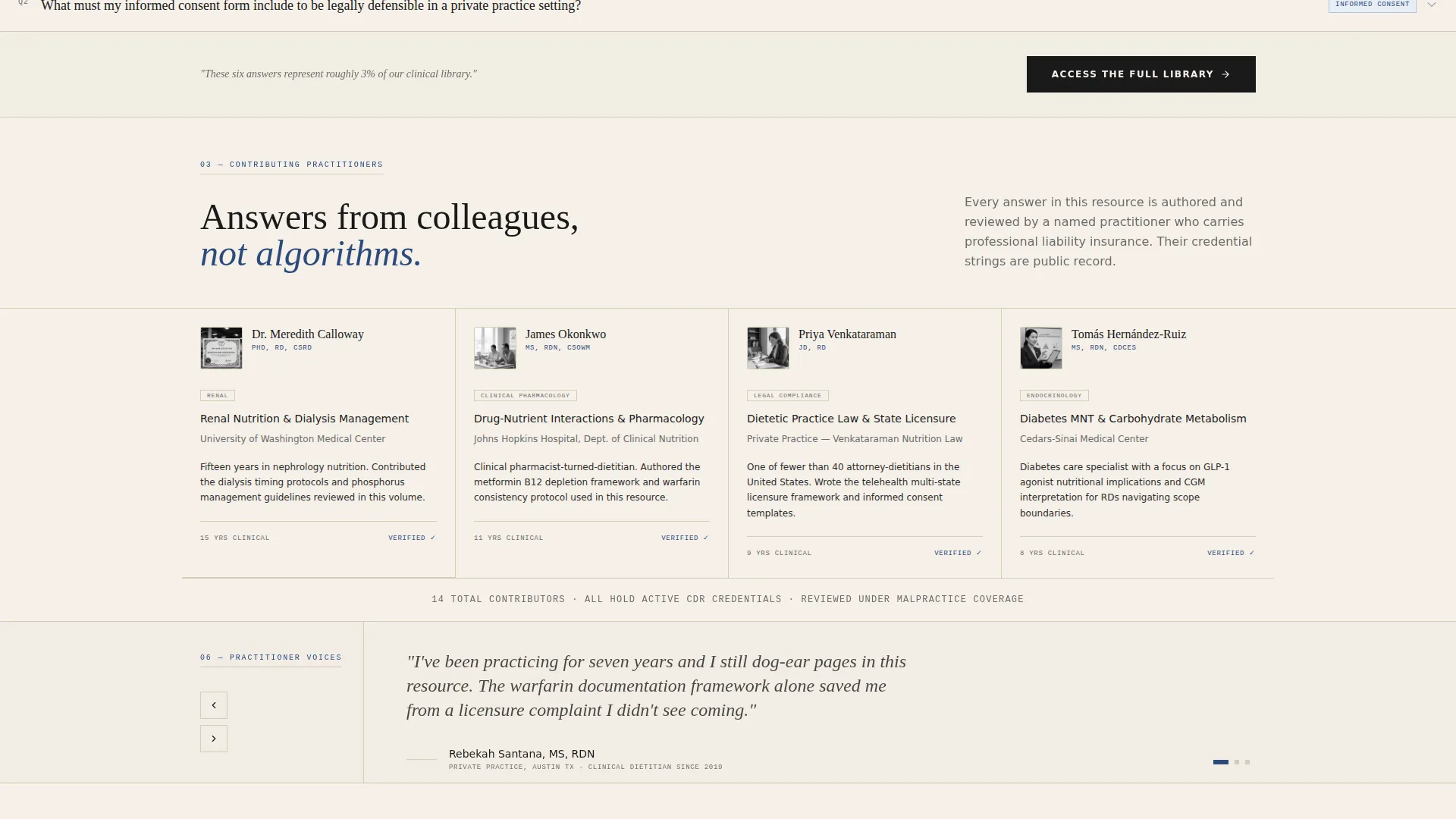 Dietitian FAQ & Common Questions Website Template