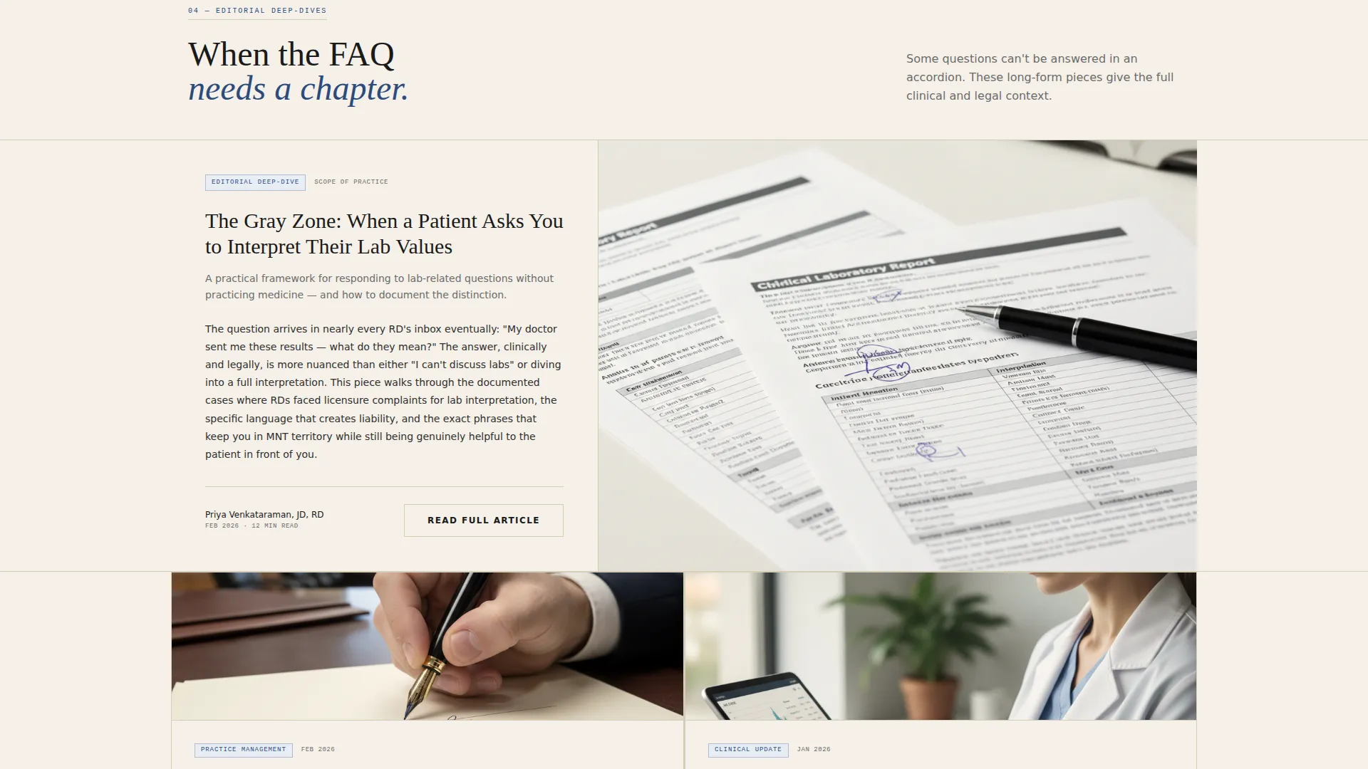 Dietitian FAQ & Common Questions Website Template