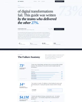 Editorial Digital Transformation Consultancy Landing Page