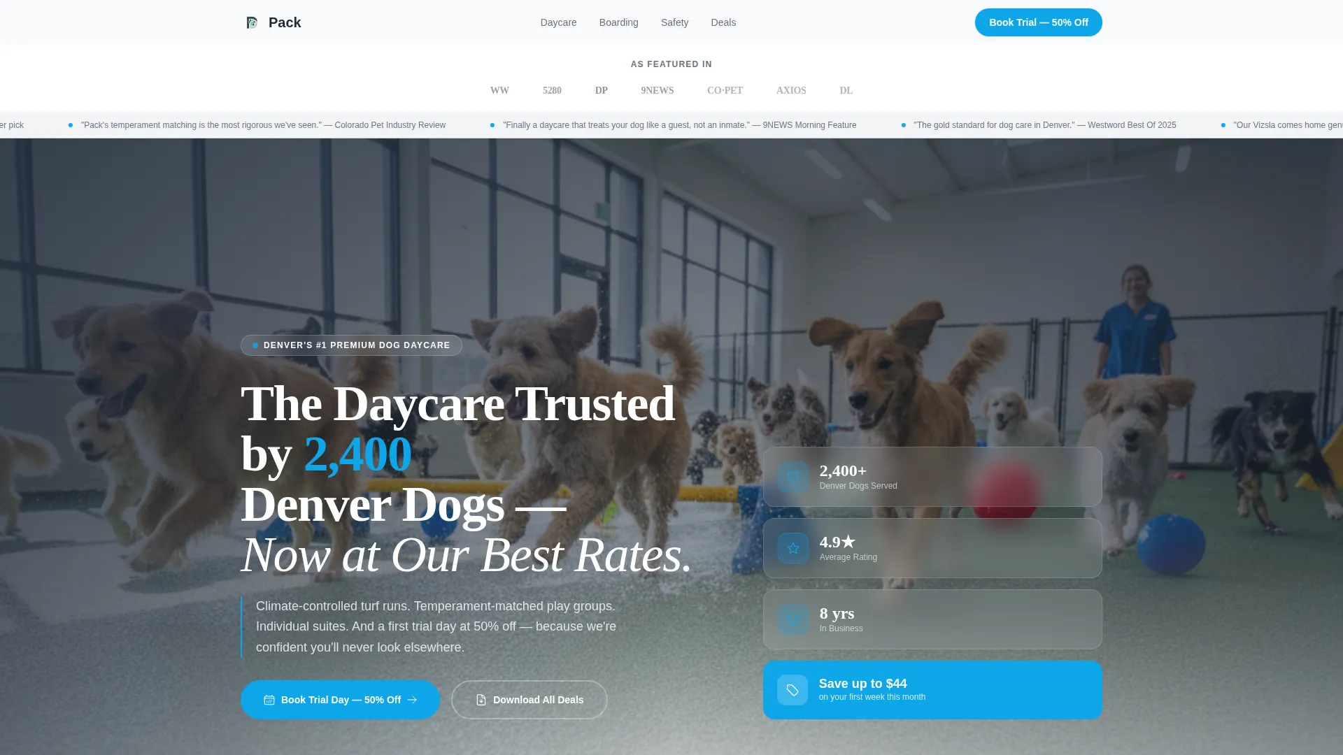 Premium Dog Daycare Coupon & Discount Landing Page