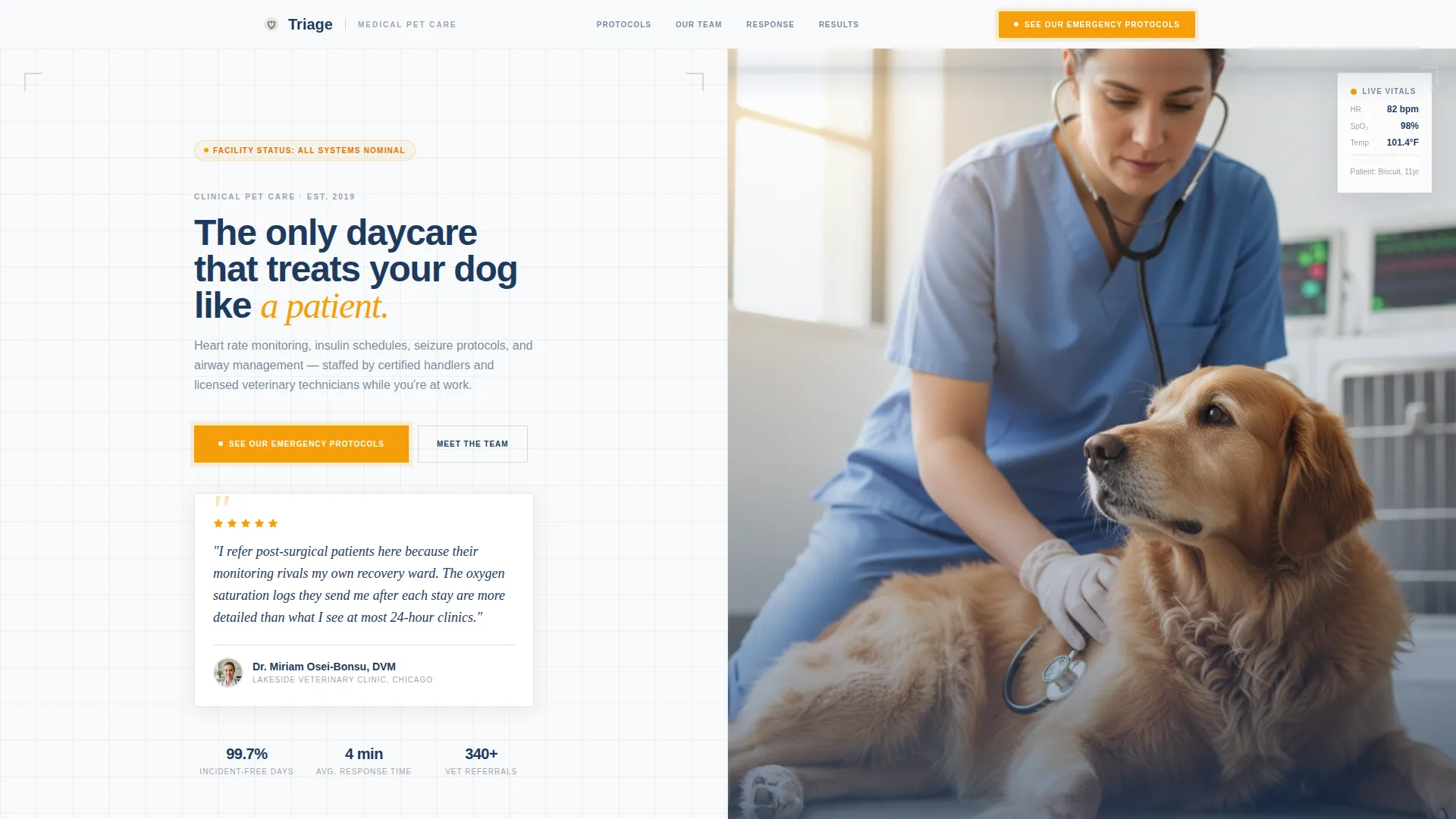 Precision Veterinary Dog Daycare Emergency Landing Page