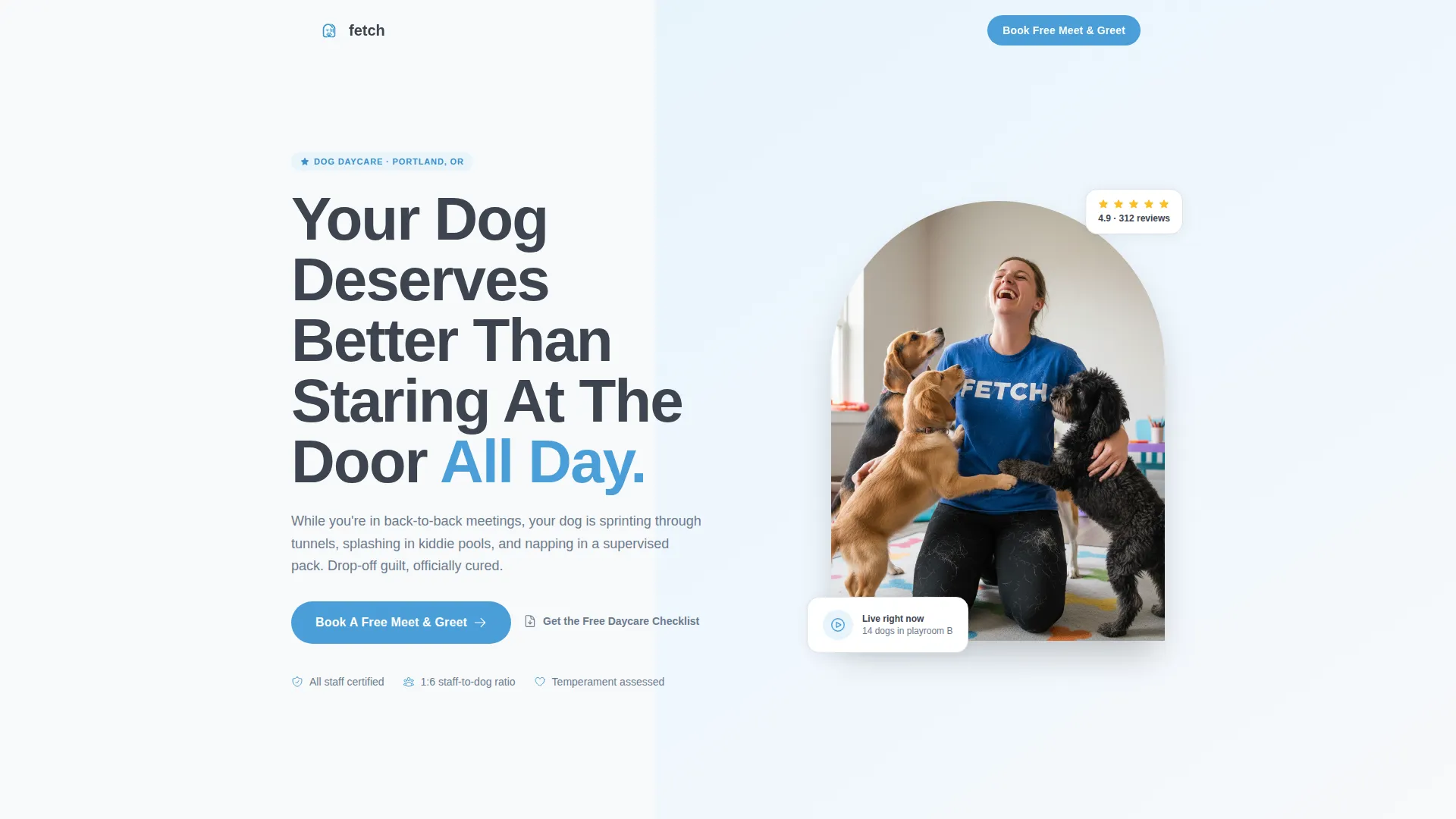 Dog Daycare Landing Page Template for Facebook Ads