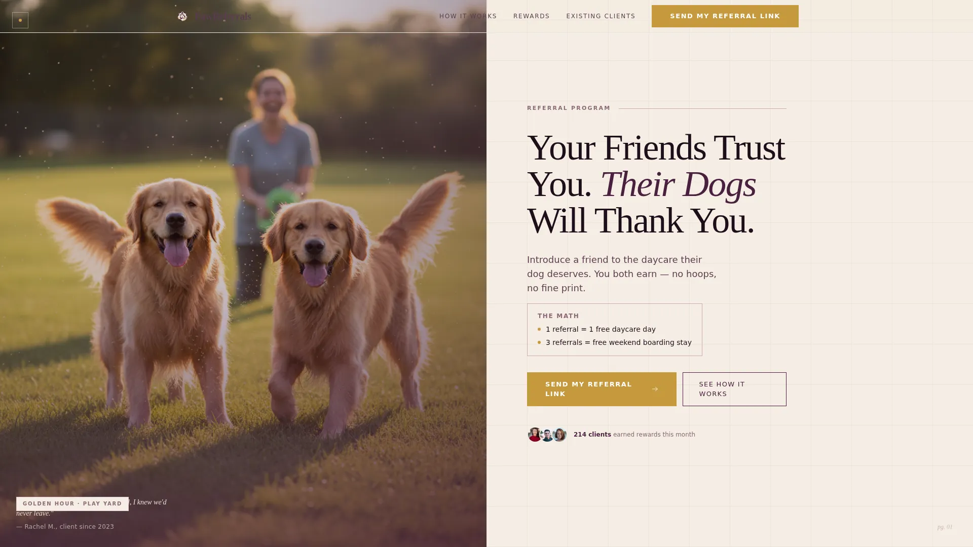 Dog Daycare Referral Program Landing Page Template