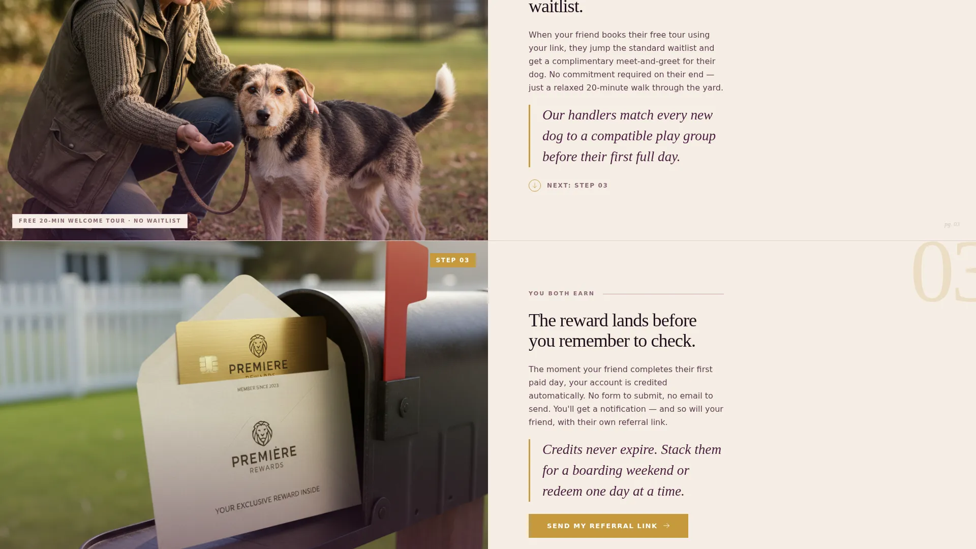 Dog Daycare Referral Program Landing Page Template