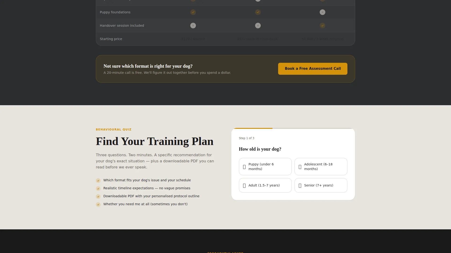Dog Trainer Landing Page Template | Booking & Comparison
