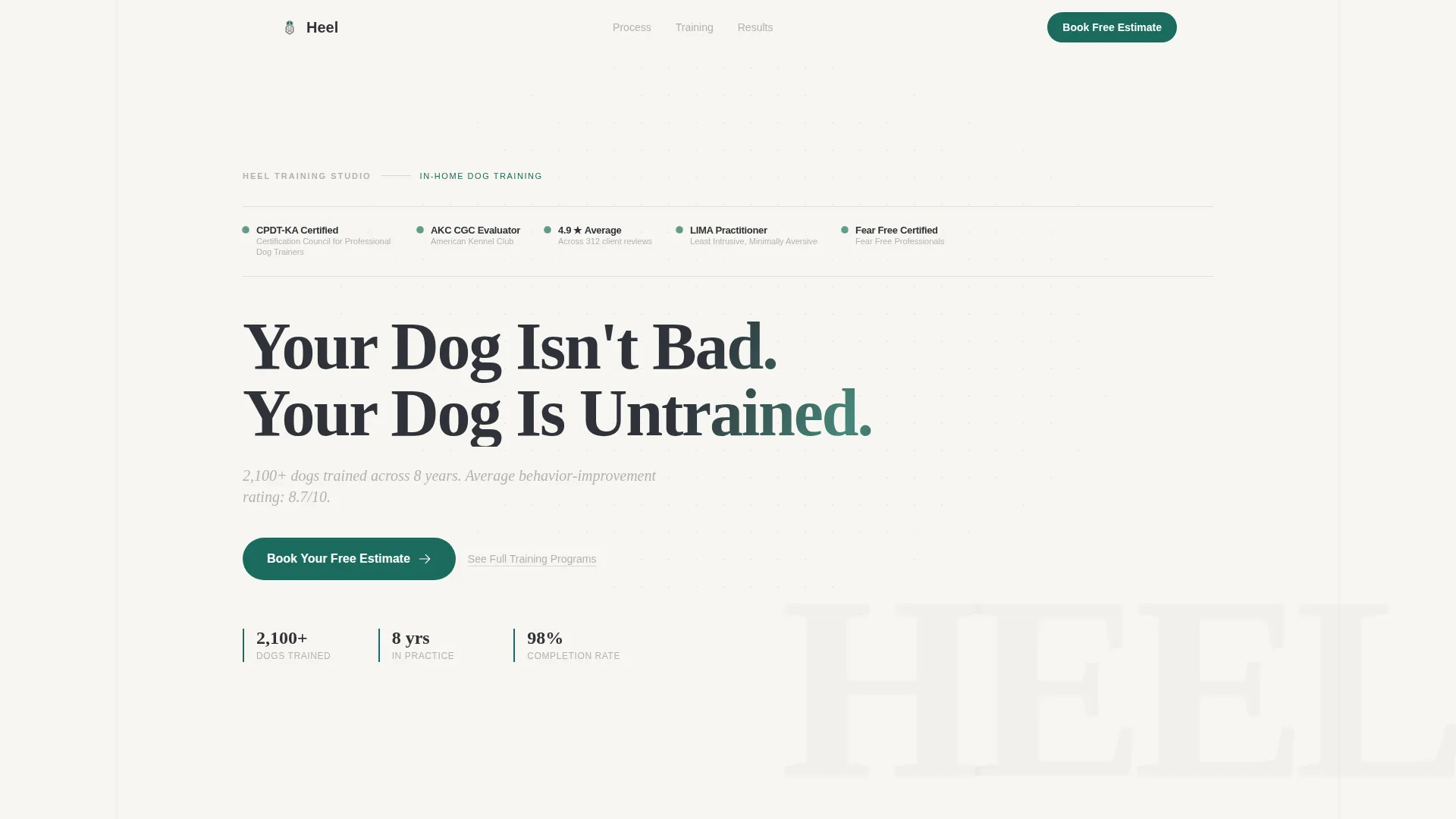 Dog Trainer Landing Page Template | Free Estimate