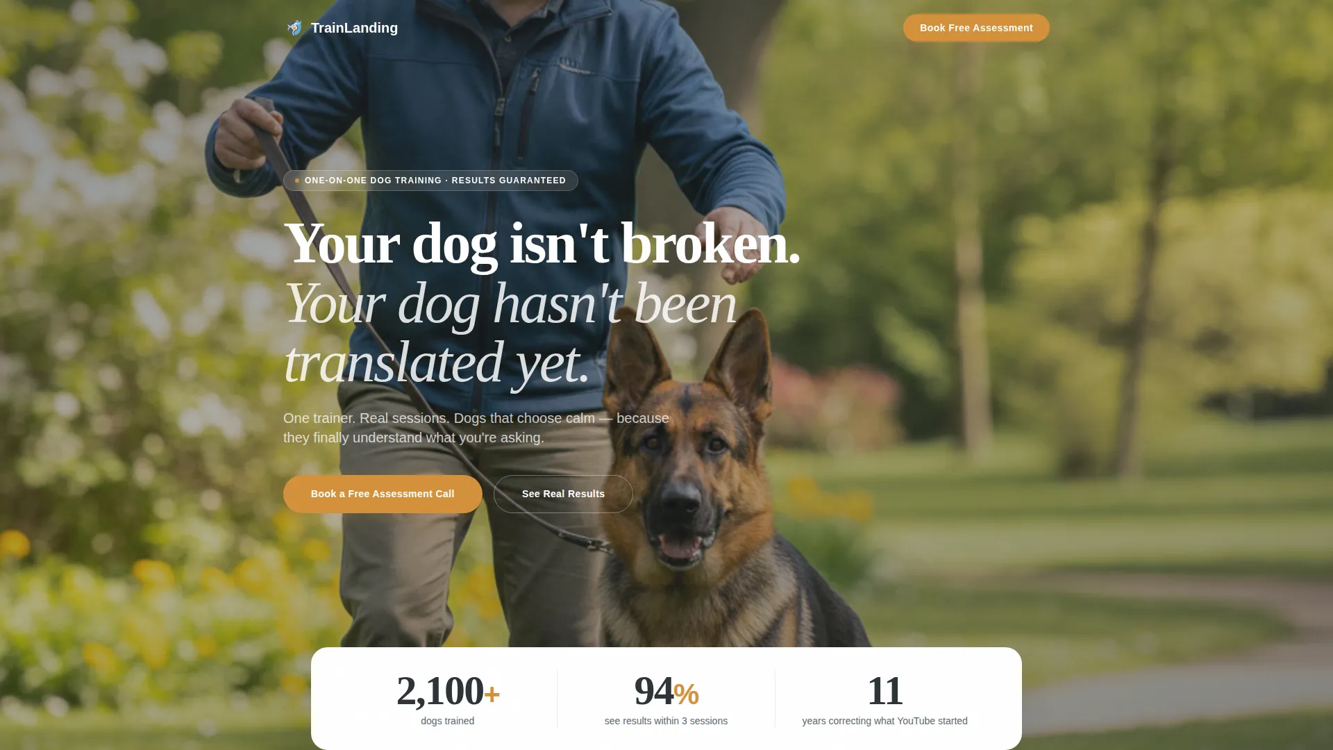 Dog Trainer Landing Page Template | Lead Gen