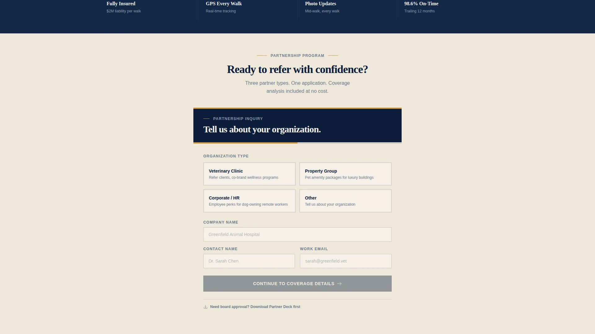 B2B Pet Care Partnership Landing Page Template