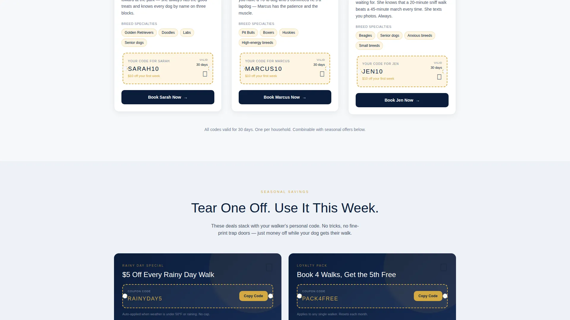 Dog Walker Coupon & Discount Landing Page Template