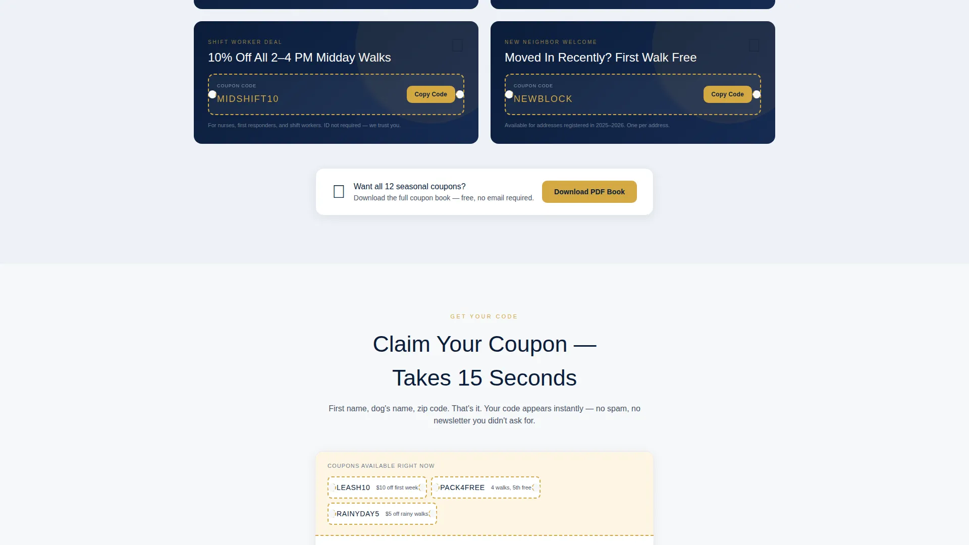 Dog Walker Coupon & Discount Landing Page Template