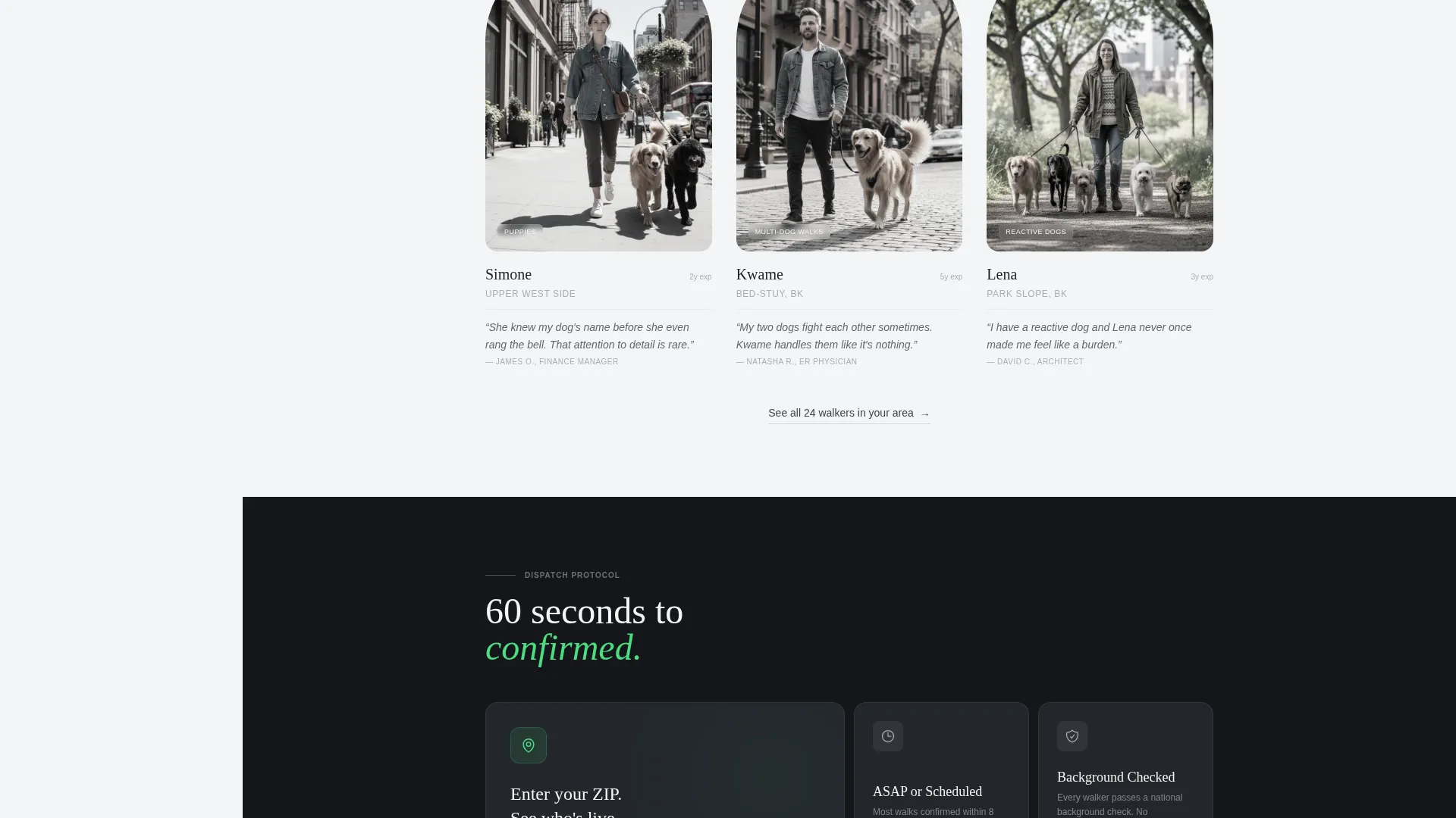 Same-Day Dog Walker Landing Page Template