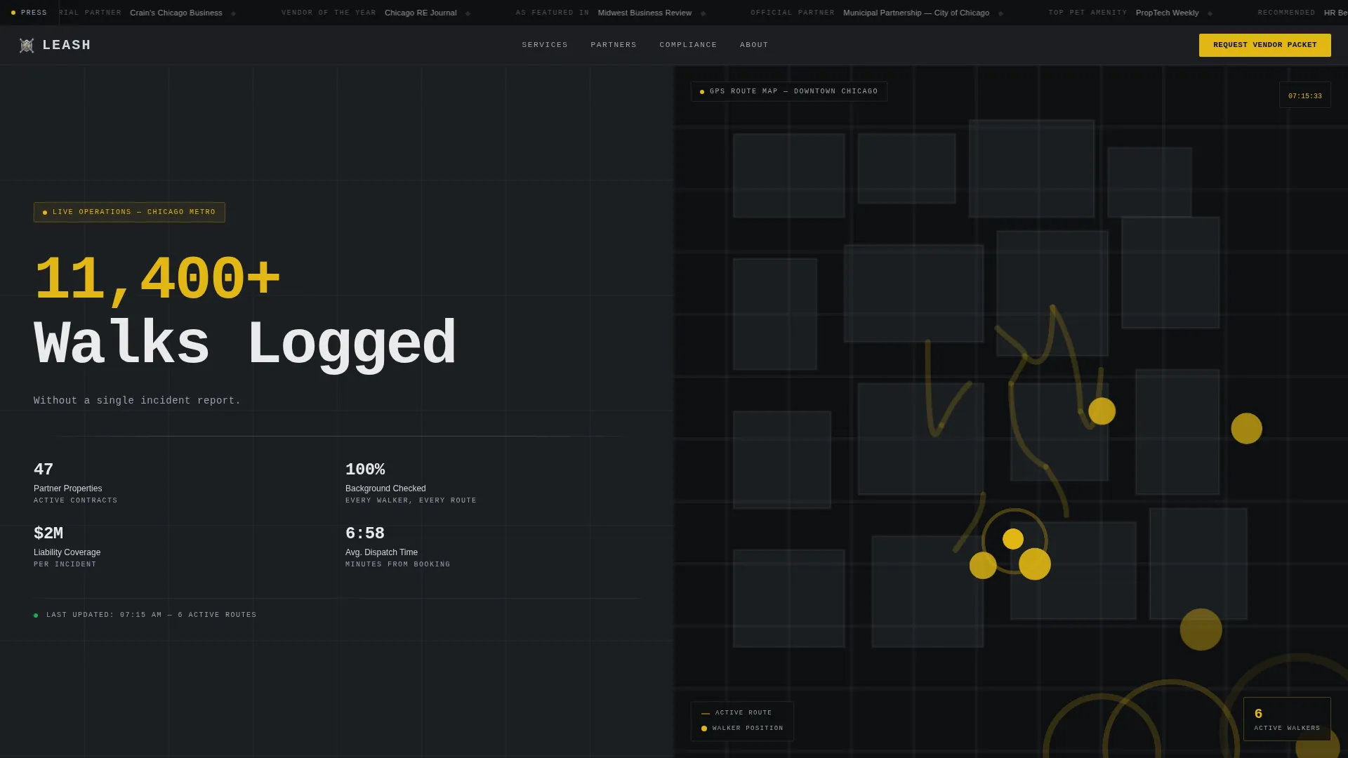 Precision Dog Walking B2B Landing Page Template