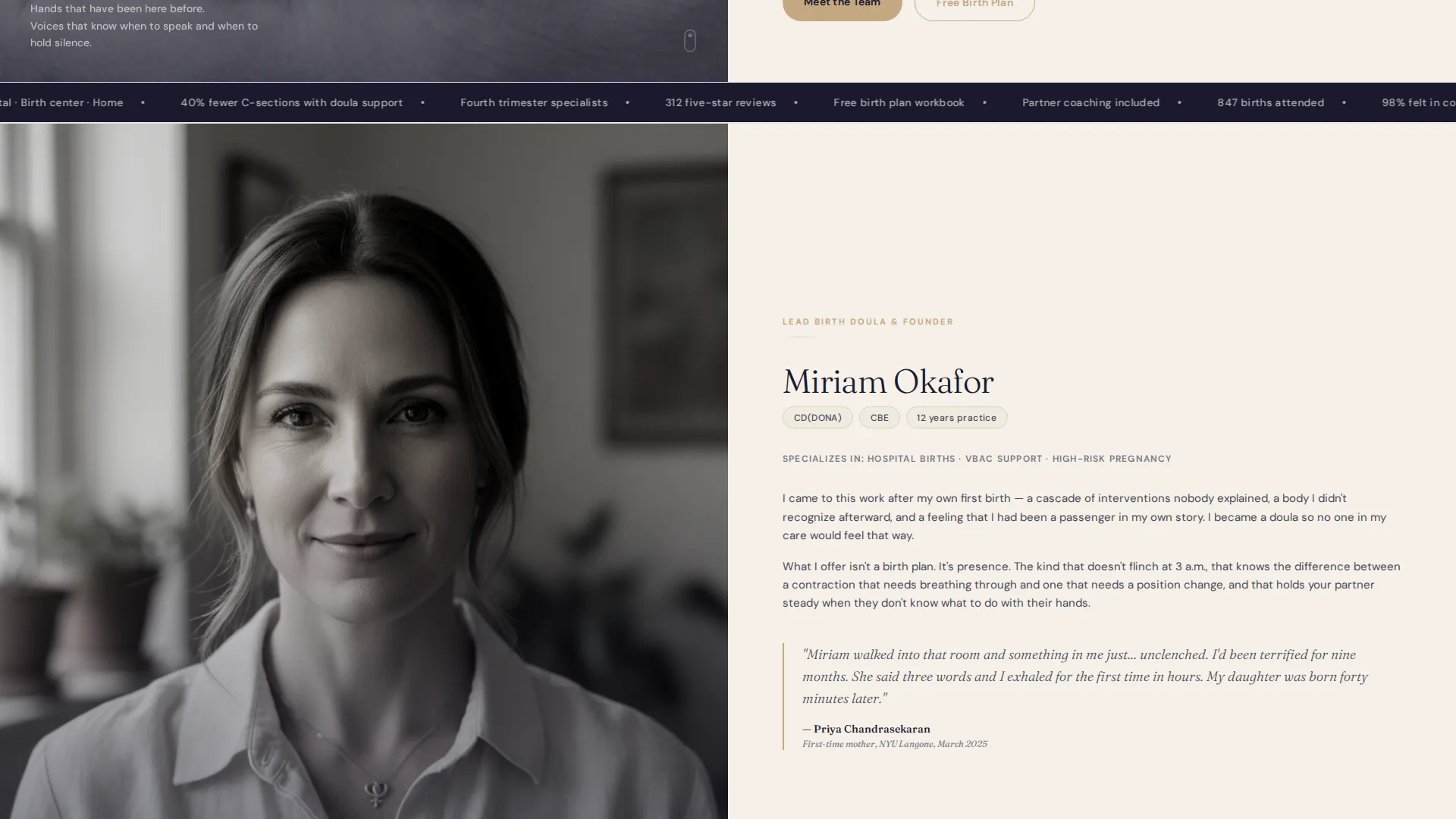 Doula Landing Page Template for Birth Coaches