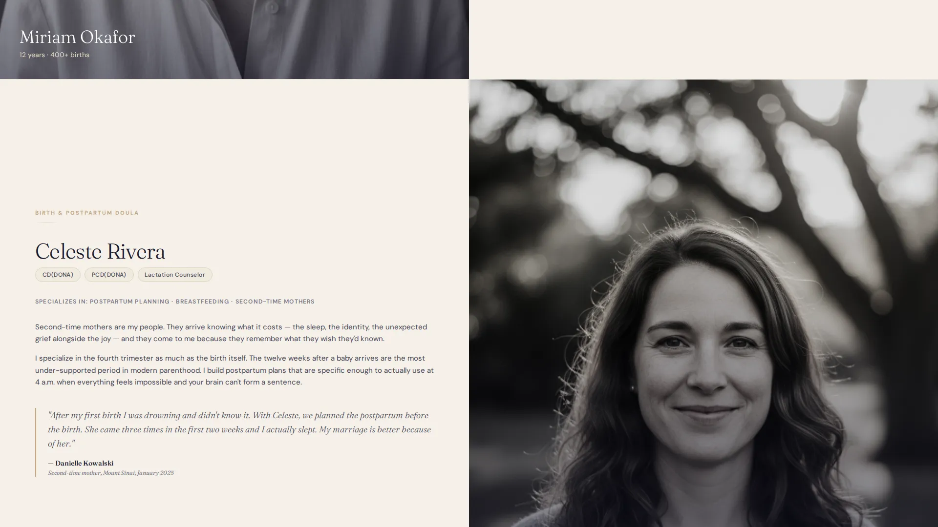 Doula Landing Page Template for Birth Coaches