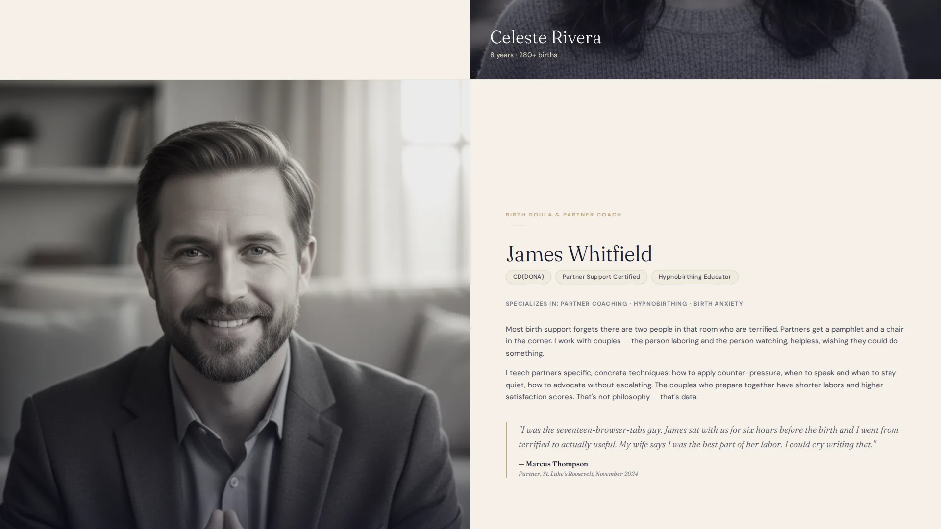 Doula Landing Page Template for Birth Coaches