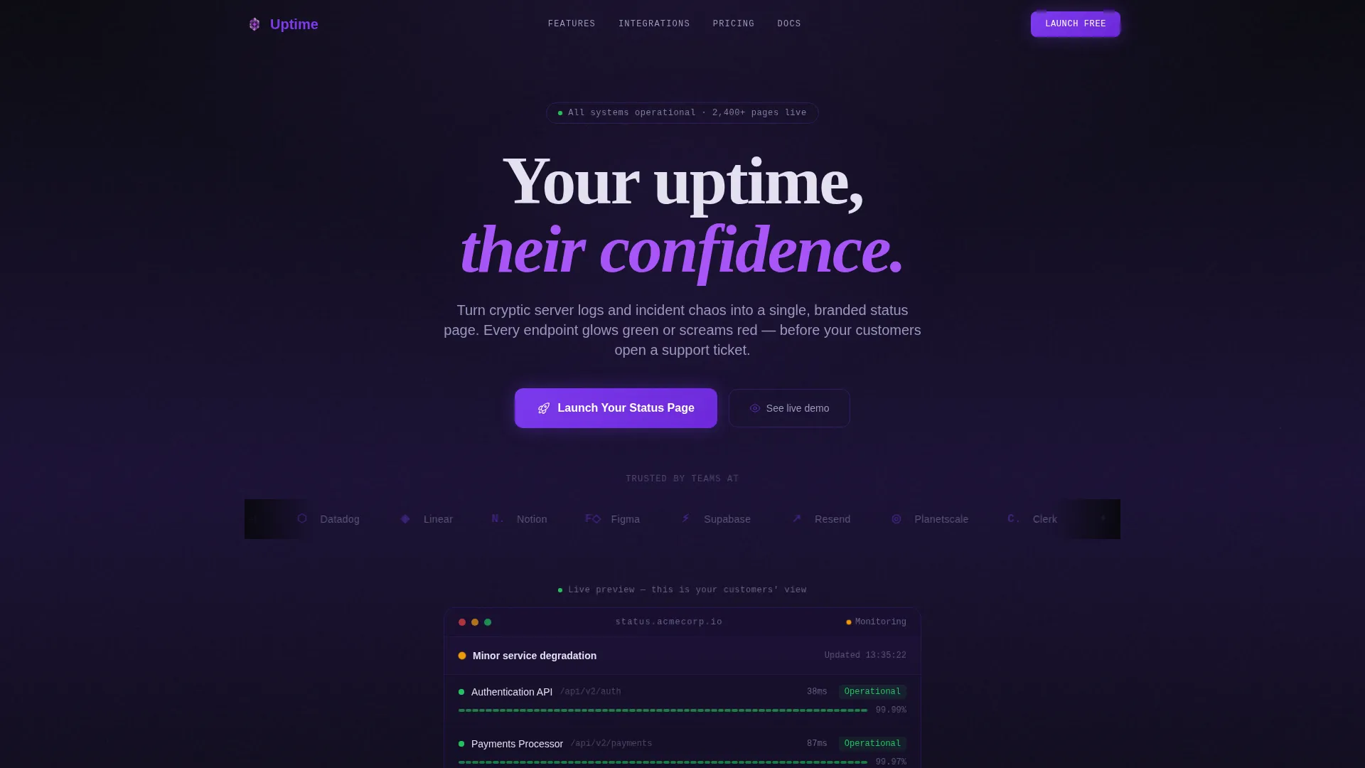 Status & Monitoring Professional Website Template