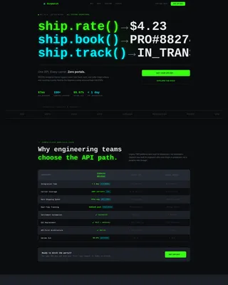 API-First Freight Landing Page Template