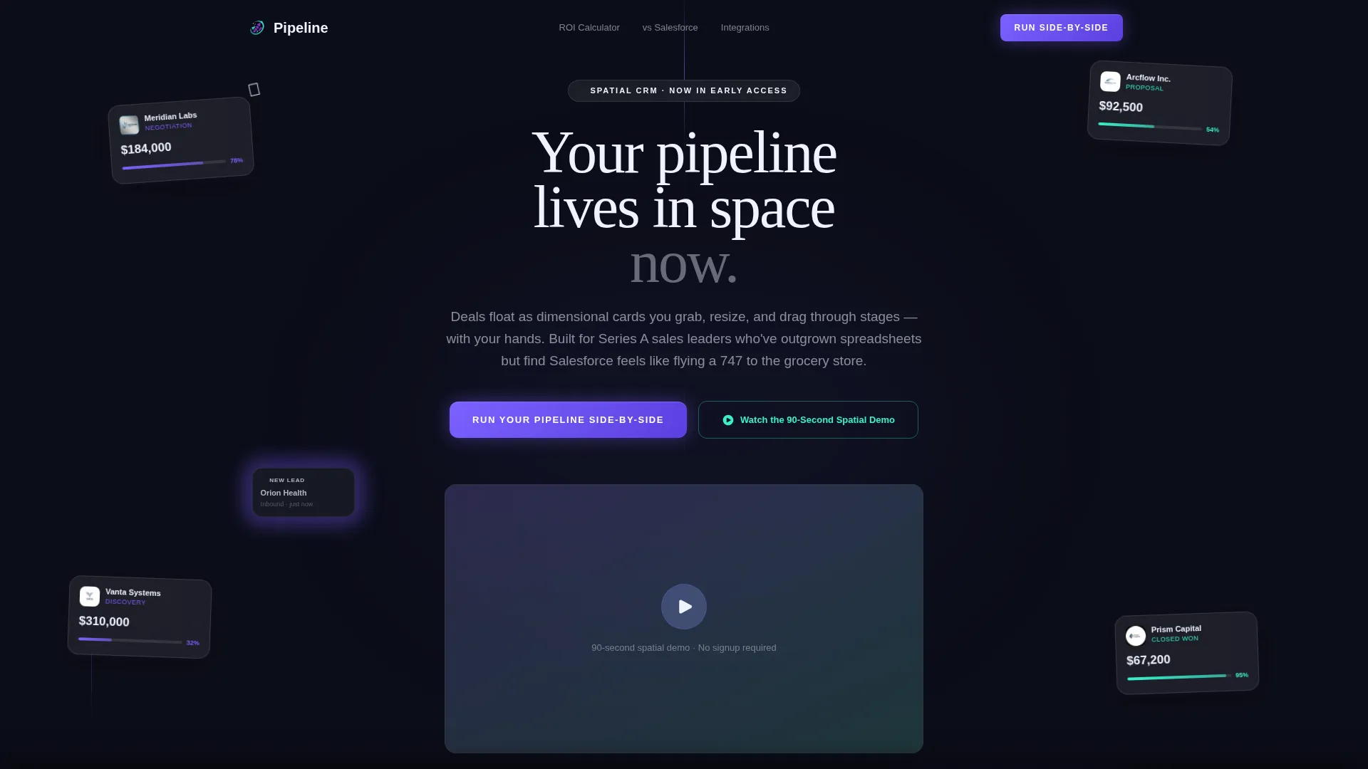 AR CRM Landing Page Template | Glassmorphic Scroll Reveal