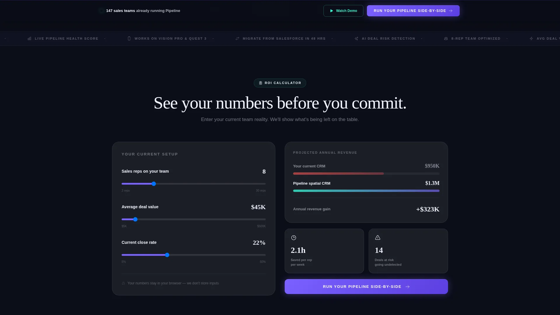 AR CRM Landing Page Template | Glassmorphic Scroll Reveal