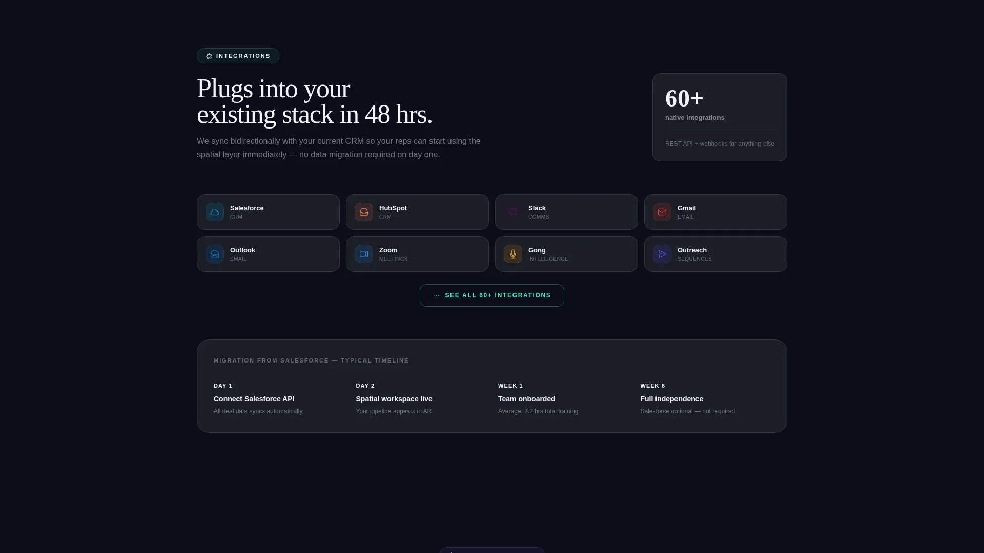 AR CRM Landing Page Template | Glassmorphic Scroll Reveal