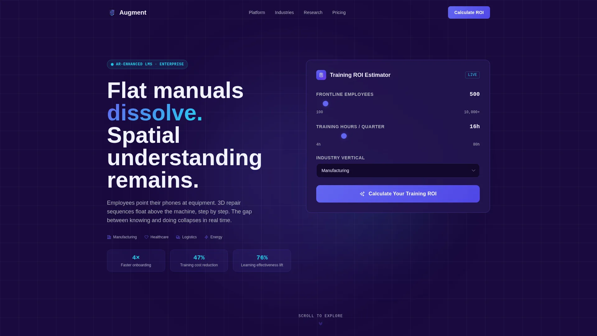 AR-Enhanced Enterprise Software Cost Calculator Website Template